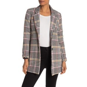 Sebby Glen Plaid Two Button Woven Coat White Black